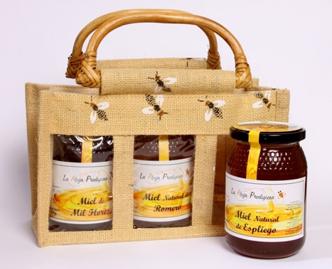 cesta regalo tarros de miel